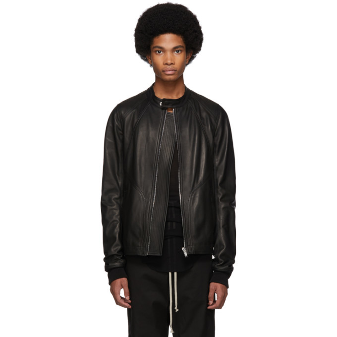 Rick Owens Black Leather Intarsia Jacket Rick Owens