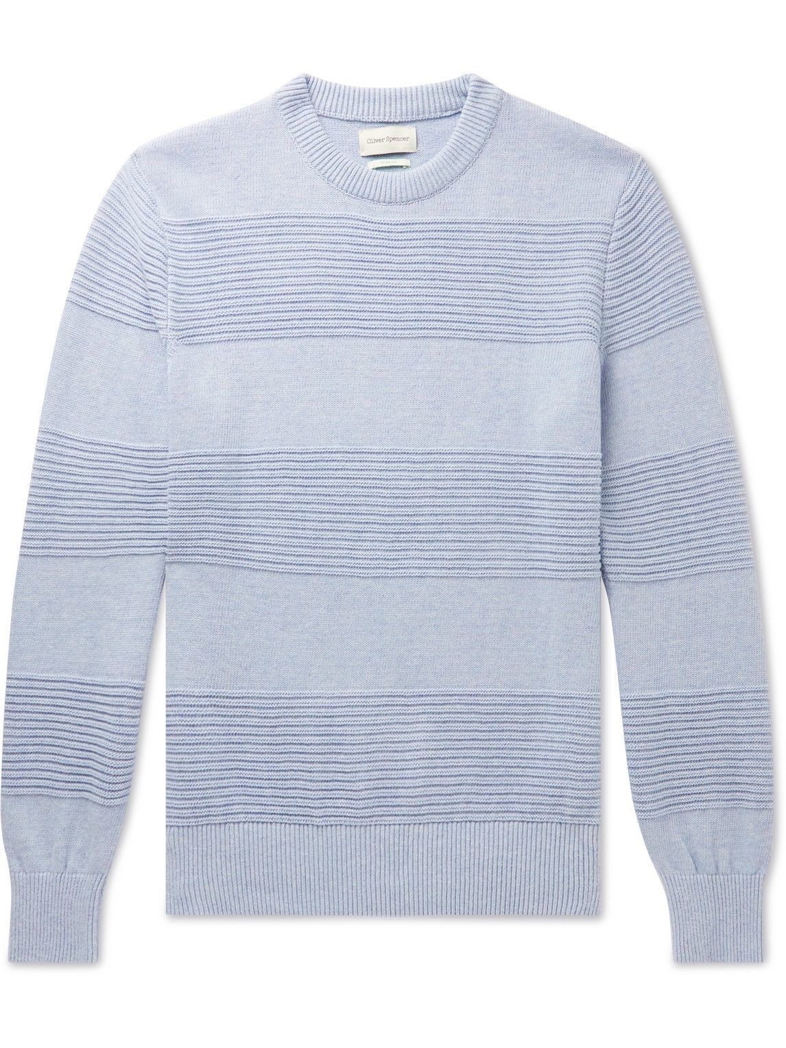 Oliver Spencer - Blenheim Striped Ribbed Cotton Sweater - Blue