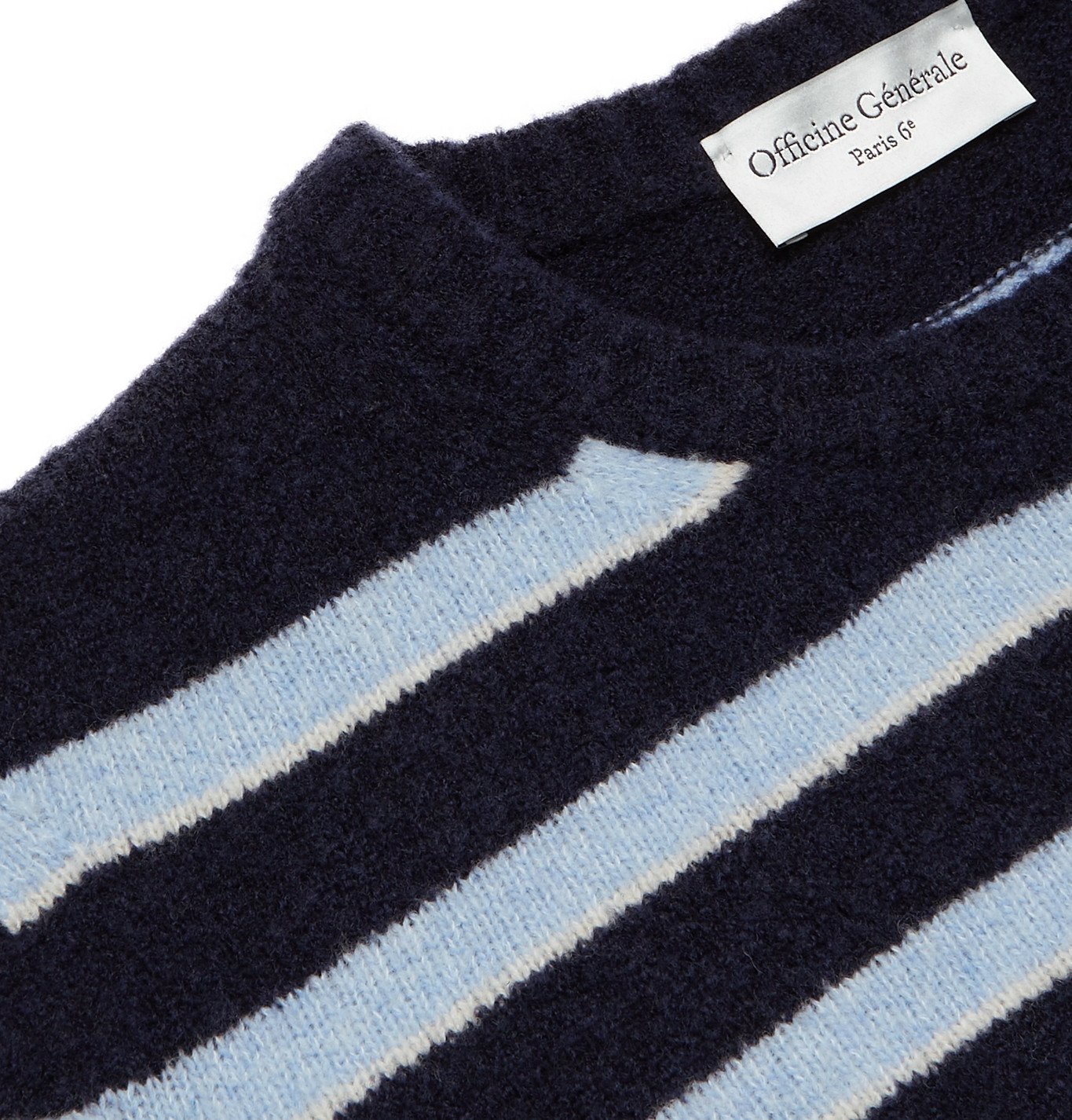 OFFICINE GÉNÉRALE - Marco Striped Virgin Wool-Blend Sweater - Blue ...
