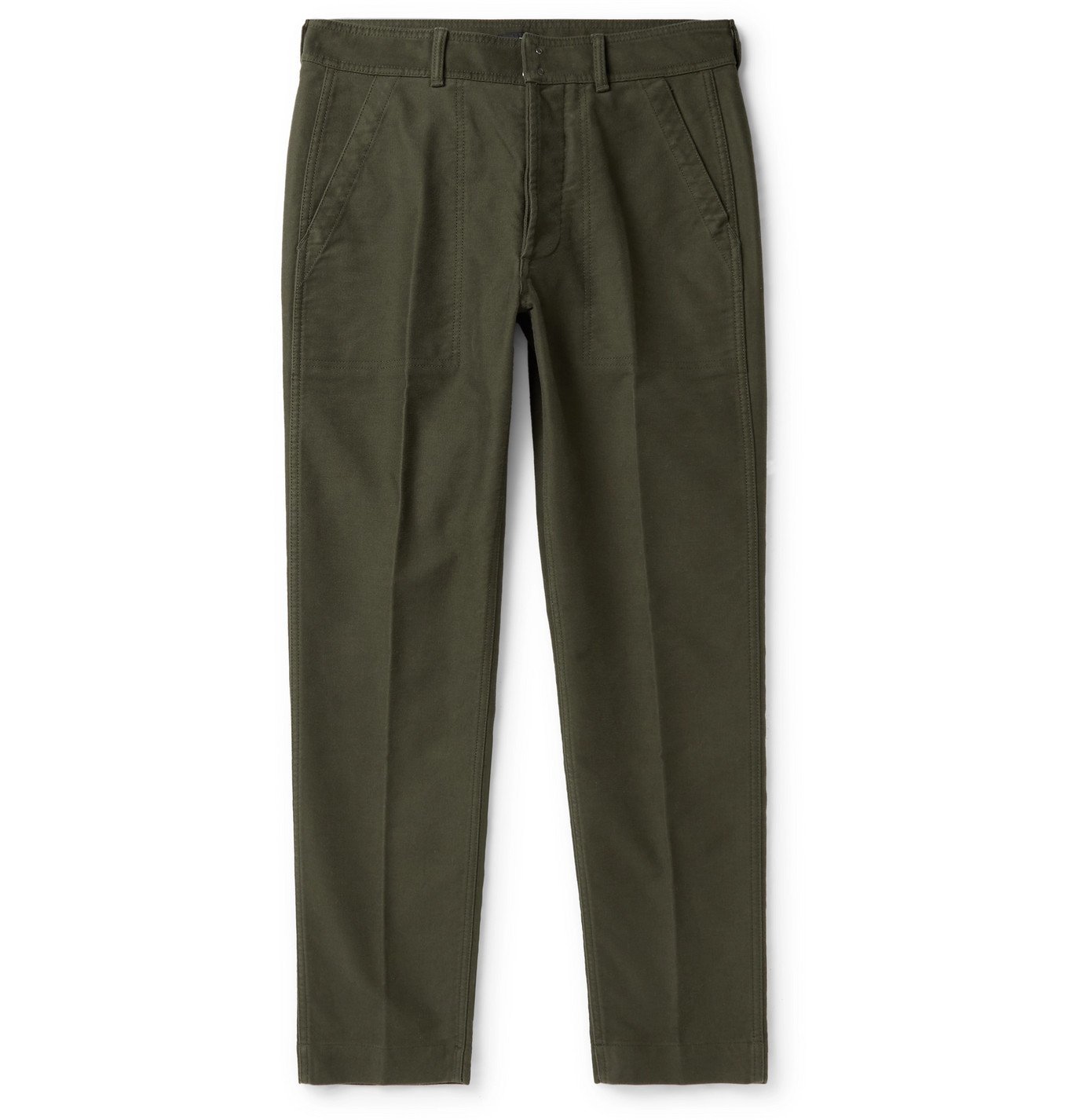 TOM FORD - Slim-Fit Brushed-Cotton Trousers - Green TOM FORD