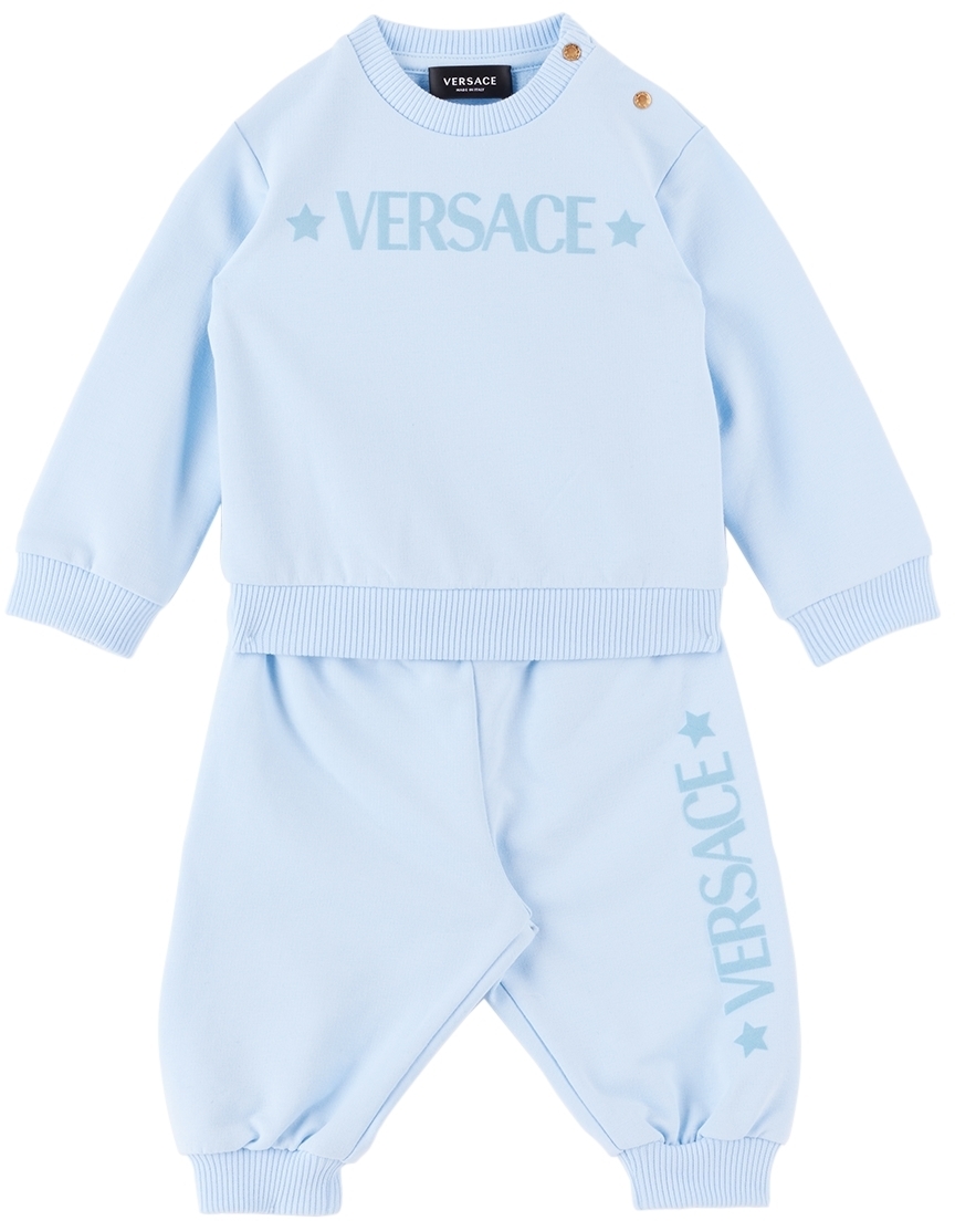 Versace Baby Blue Flocked Sweatsuit Versace