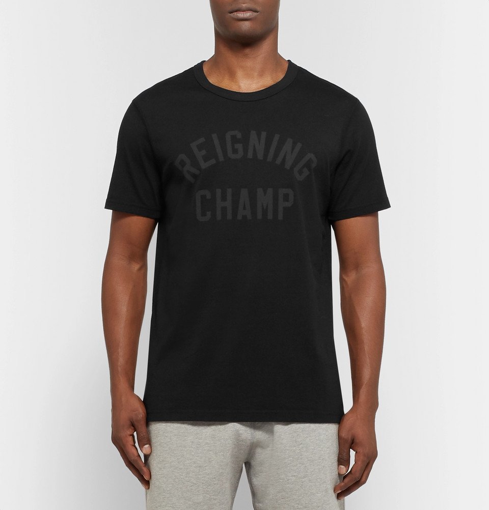 Reigning Champ - Logo-Print Cotton-Jersey T-Shirt - Men - Black ...