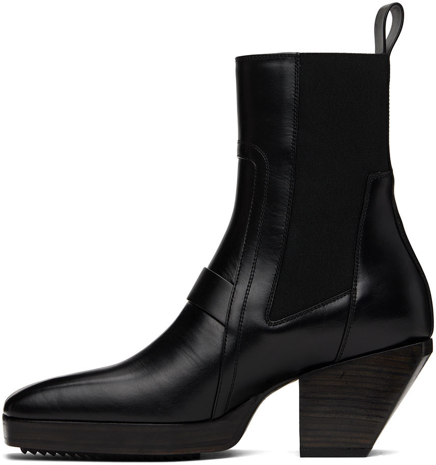 Rick Owens Black Leather Silver Boots