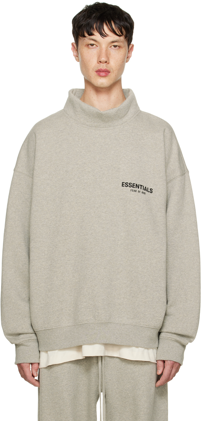 Essentials Gray Mock Neck Sweatshirt Essentials