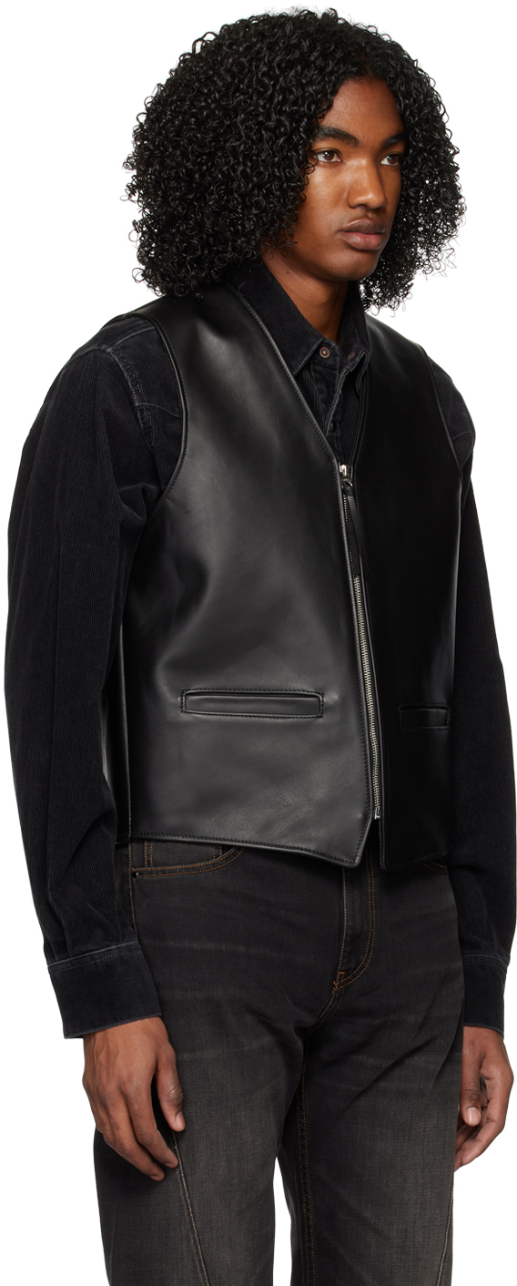 Schott Black Moto Leather Vest Schott