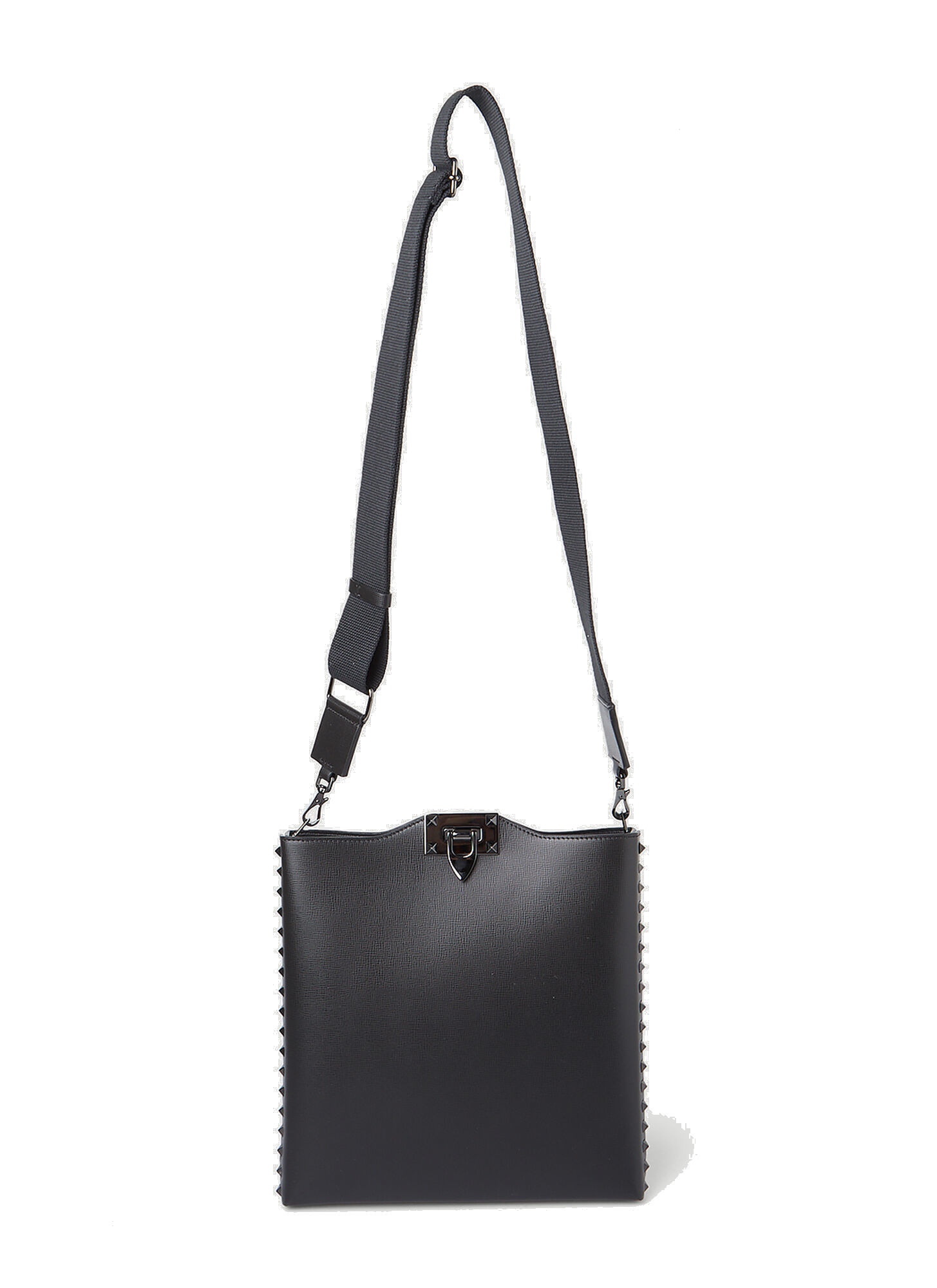Photo: Studded Flat Crossbody Bag in Black
