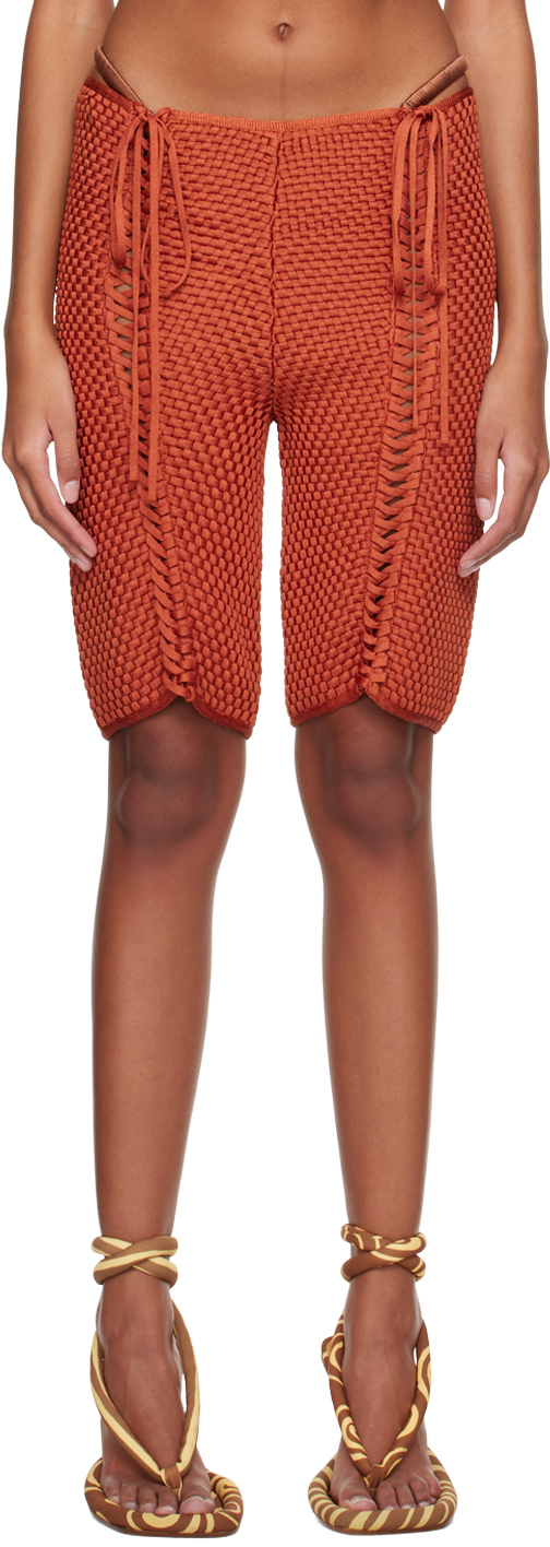 Photo: Isa Boulder SSENSE Exclusive Orange Weavetied Shorts