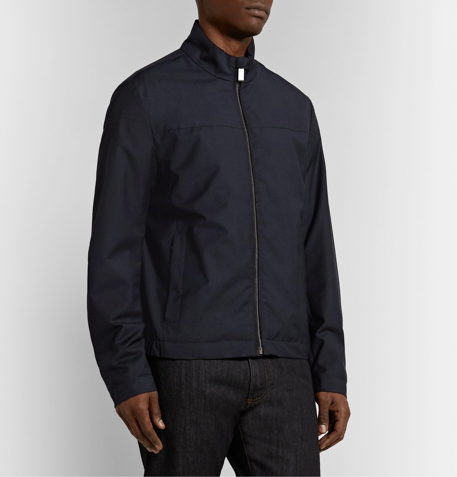 Canali - Suede-Trimmed Twill Blouson Jacket - Blue Canali