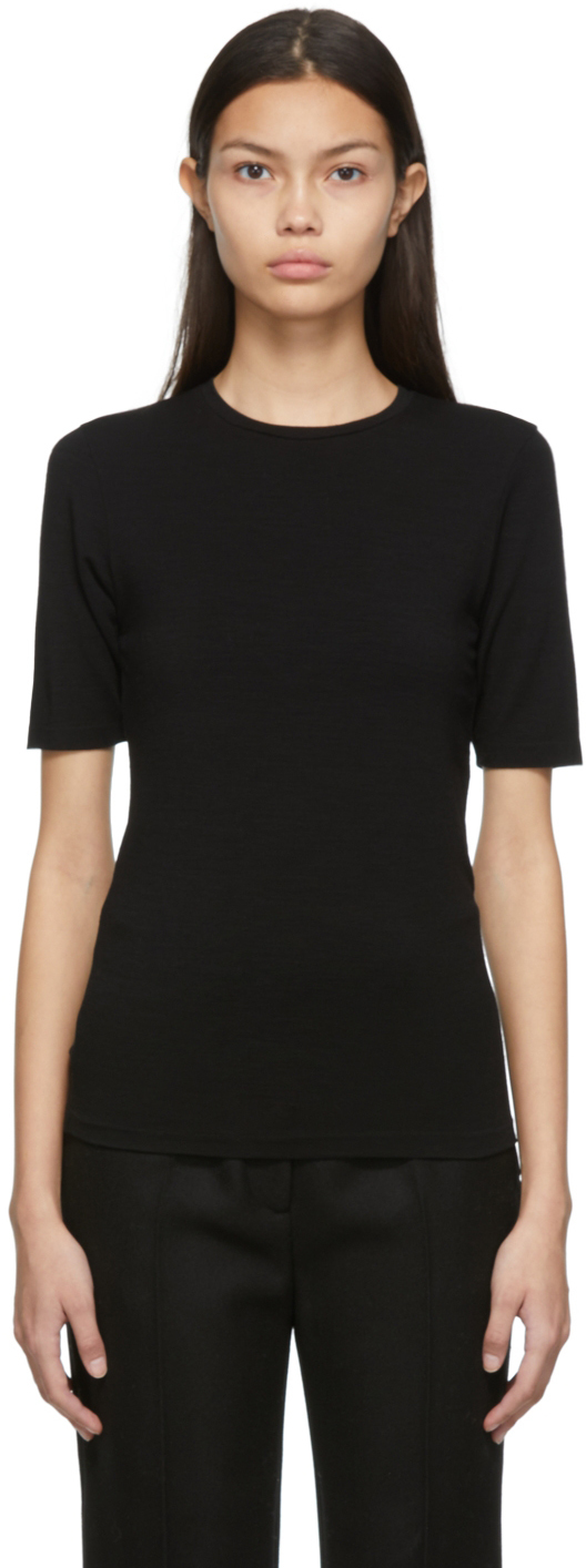 Totême Black Wool T-Shirt Toteme