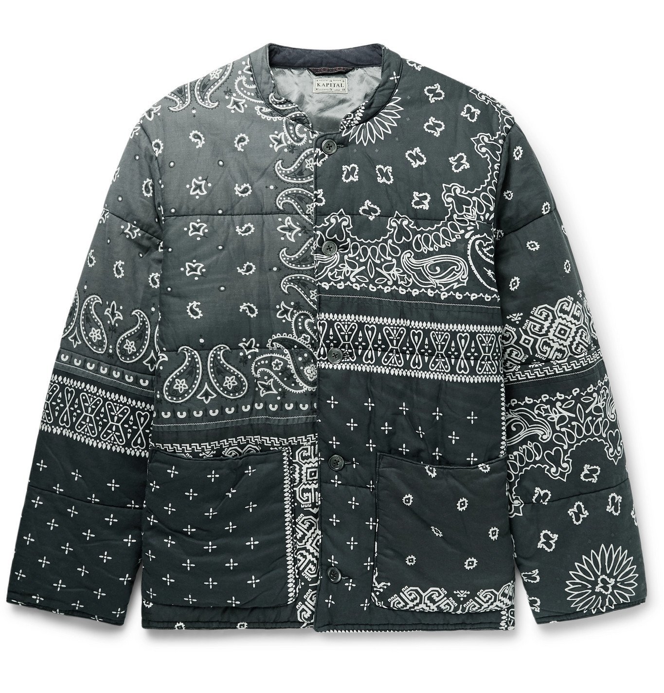 KAPITAL Quilted Patchwork BandanaPrint Padded Cotton Jacket Gray