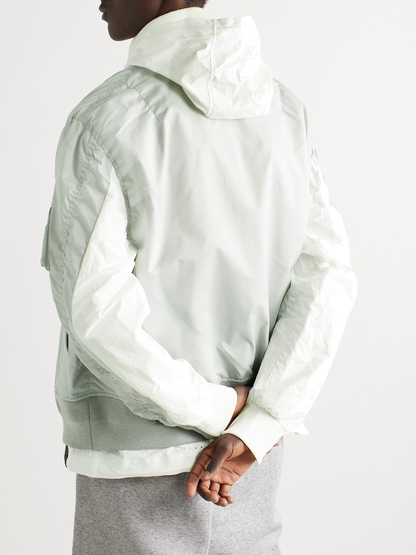 Nike - Sacai Layered Recycled Shell and Mesh Hooded Bomber Jacket