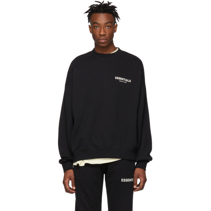 essentials black crewneck pullover sweatshirt