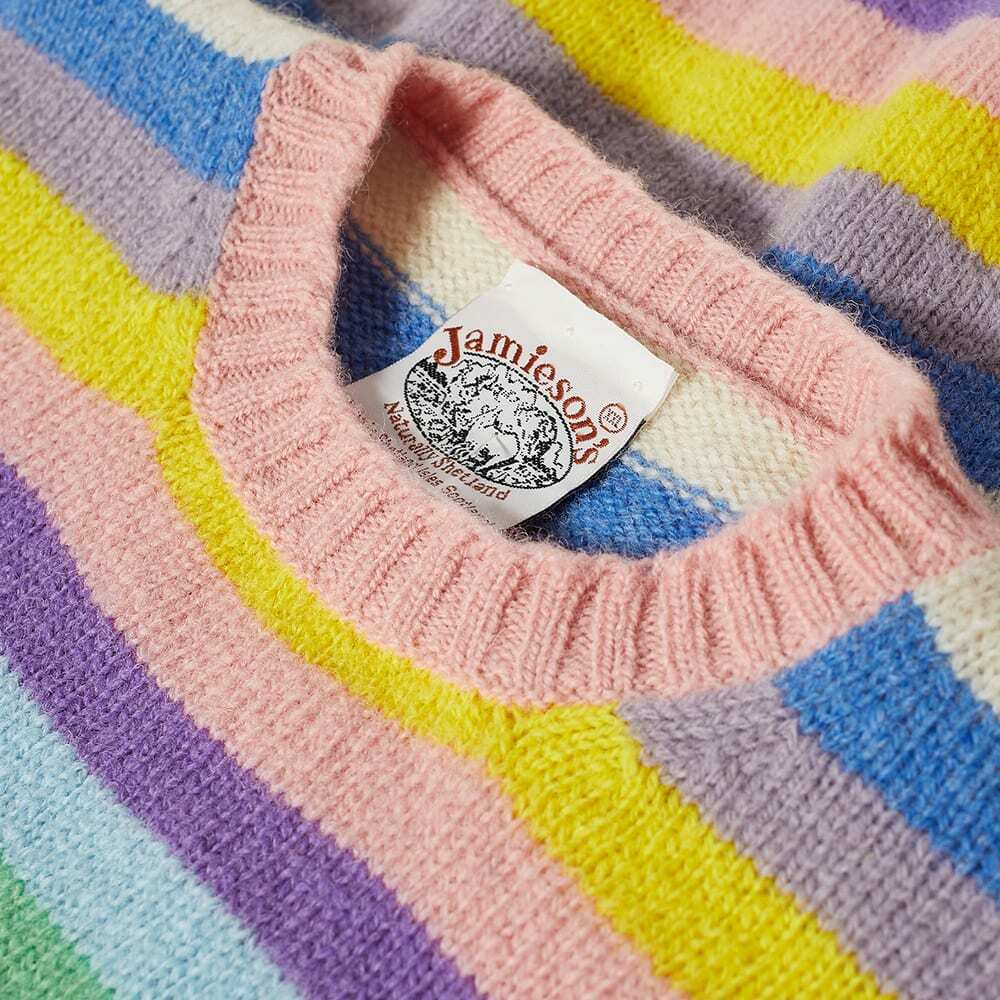 Jamieson's of Shetland Men's Stripe Crew Knit in Pastel Multi Jamieson ...