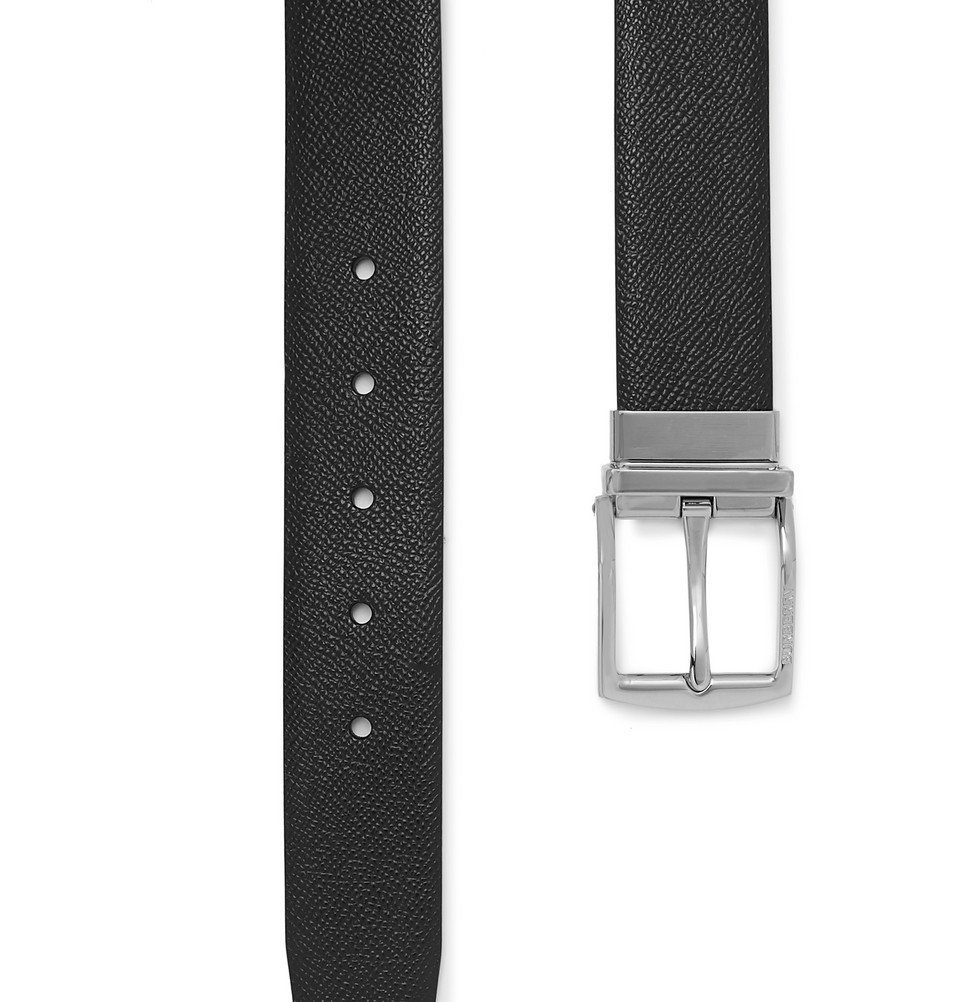 Burberry - 3.5cm Black Textured-Leather Belt - Black Burberry