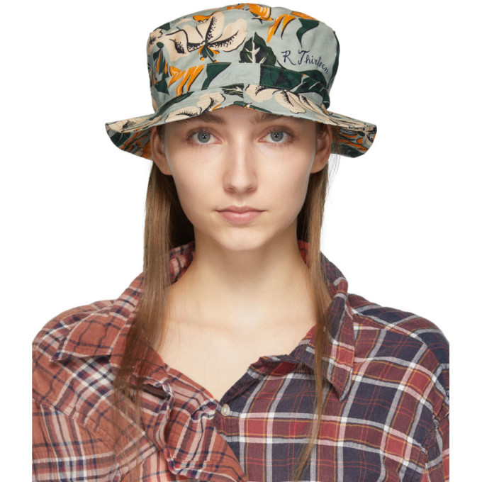 blue floral bucket hat