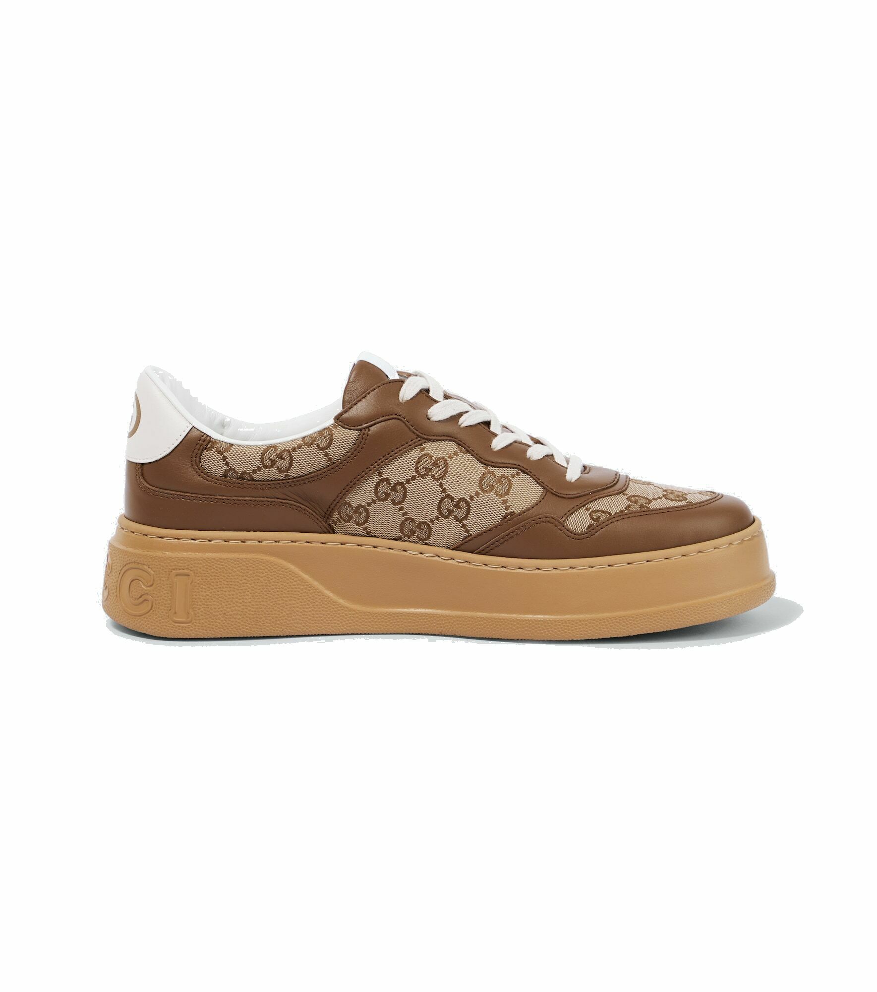 Gucci - GG leather-trimmed canvas sneakers Gucci