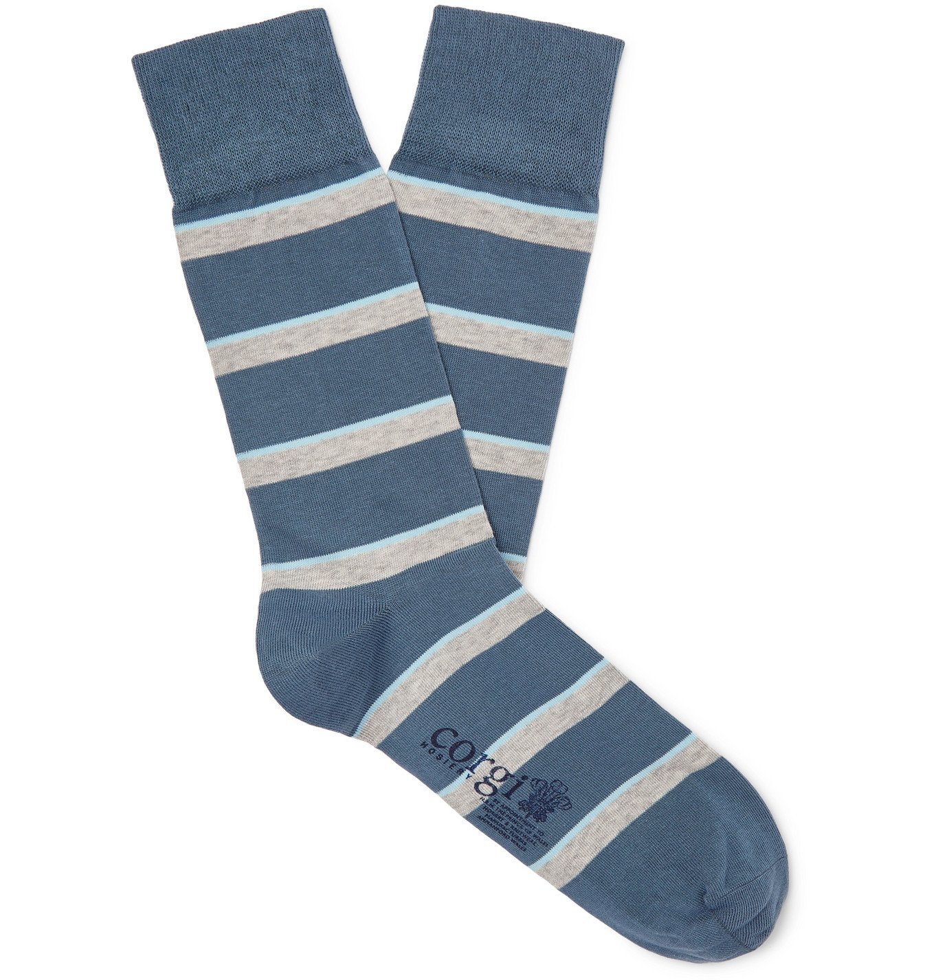 Corgi Sock Blue/Orange stripe cotton blend 