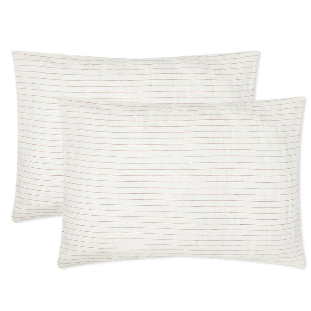Deiji Studios Pillow Cases Set of 2 in Red Pinstripe Deiji Studios