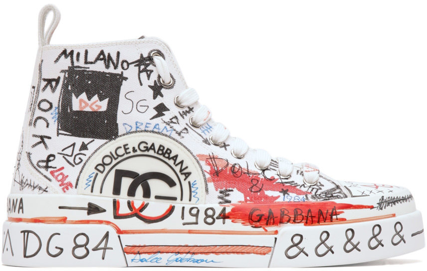 Dolce & Gabbana Multicolor Graffiti Portofino High Sneakers Dolce & Gabbana