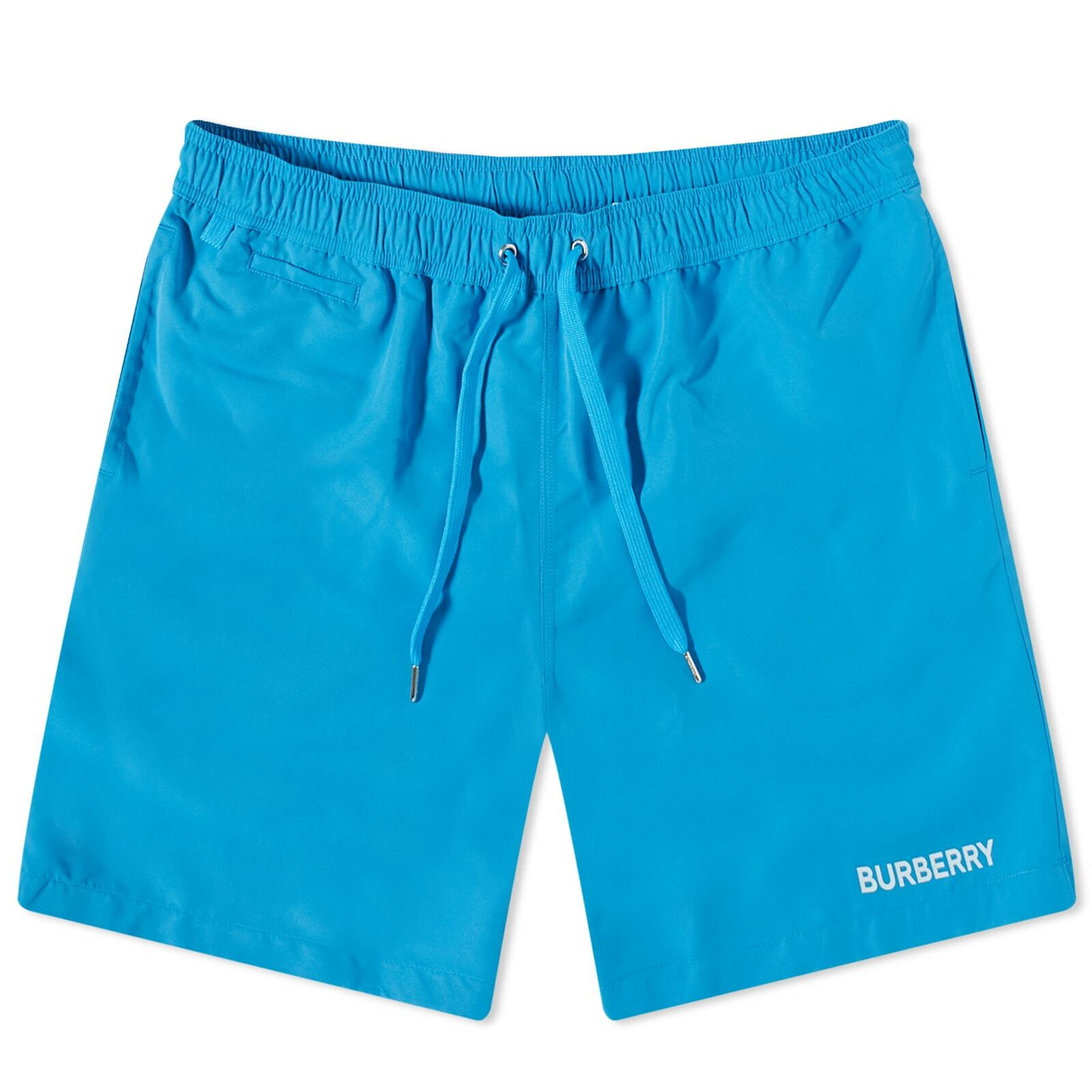 Burberry Men's Martin Logo Swim Short in Vivid Blue Burberry