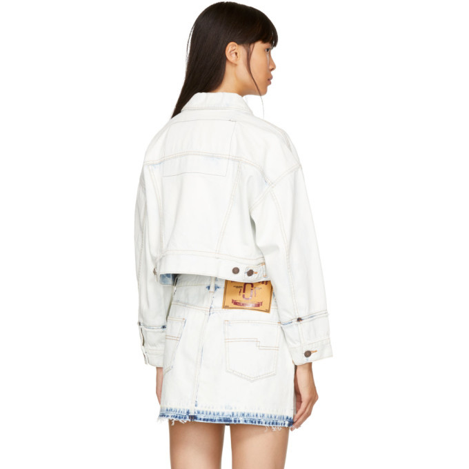 white oversized cropped denim jacket
