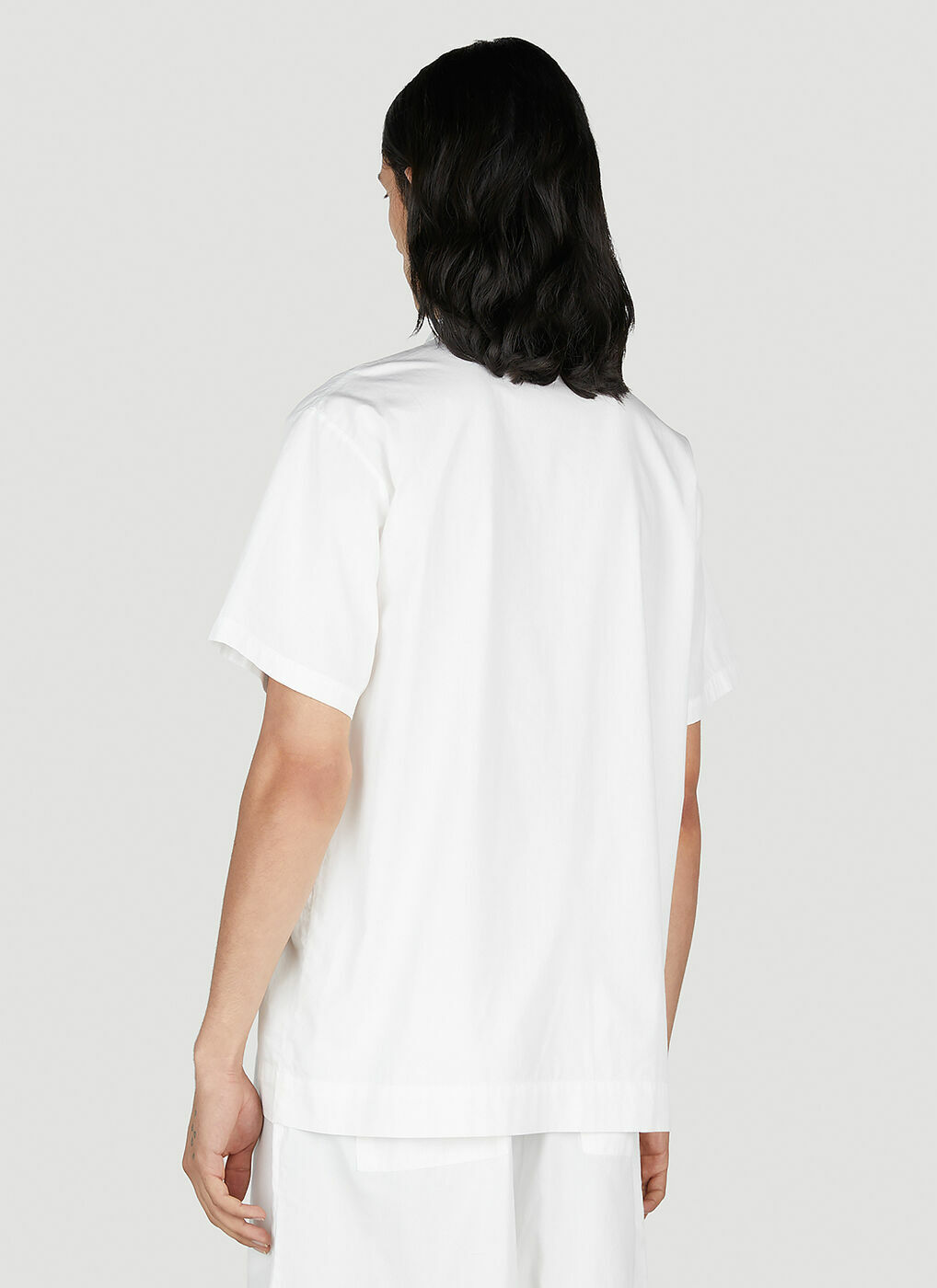Tekla - Classic Short Sleeve Pyjama Shirt in White Tekla Fabrics