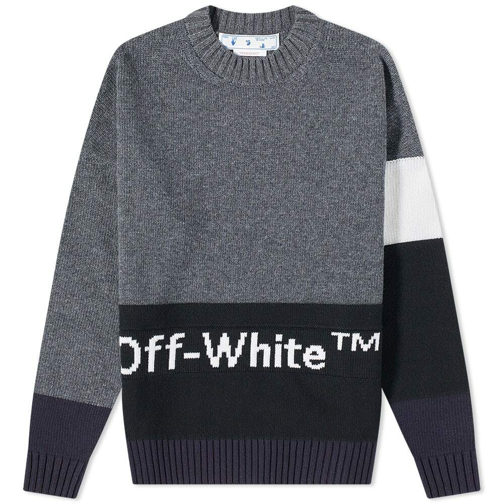 Off-White Colour Block Crew Neck Knit Off-White