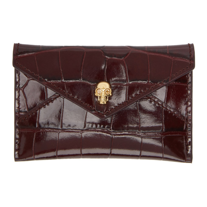 Alexander McQueen Red Croc Skull Envelope Card Holder Alexander McQueen