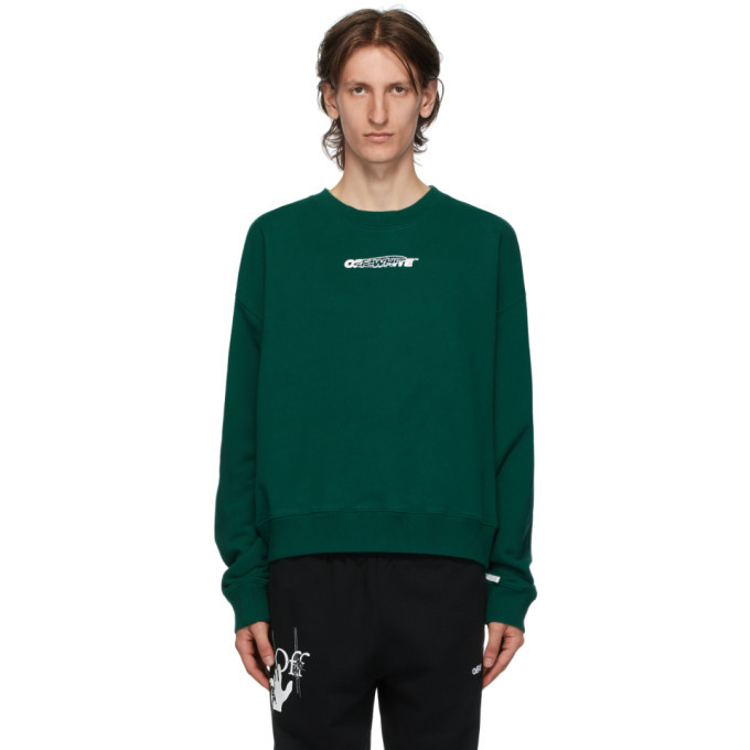 off white green crew neck