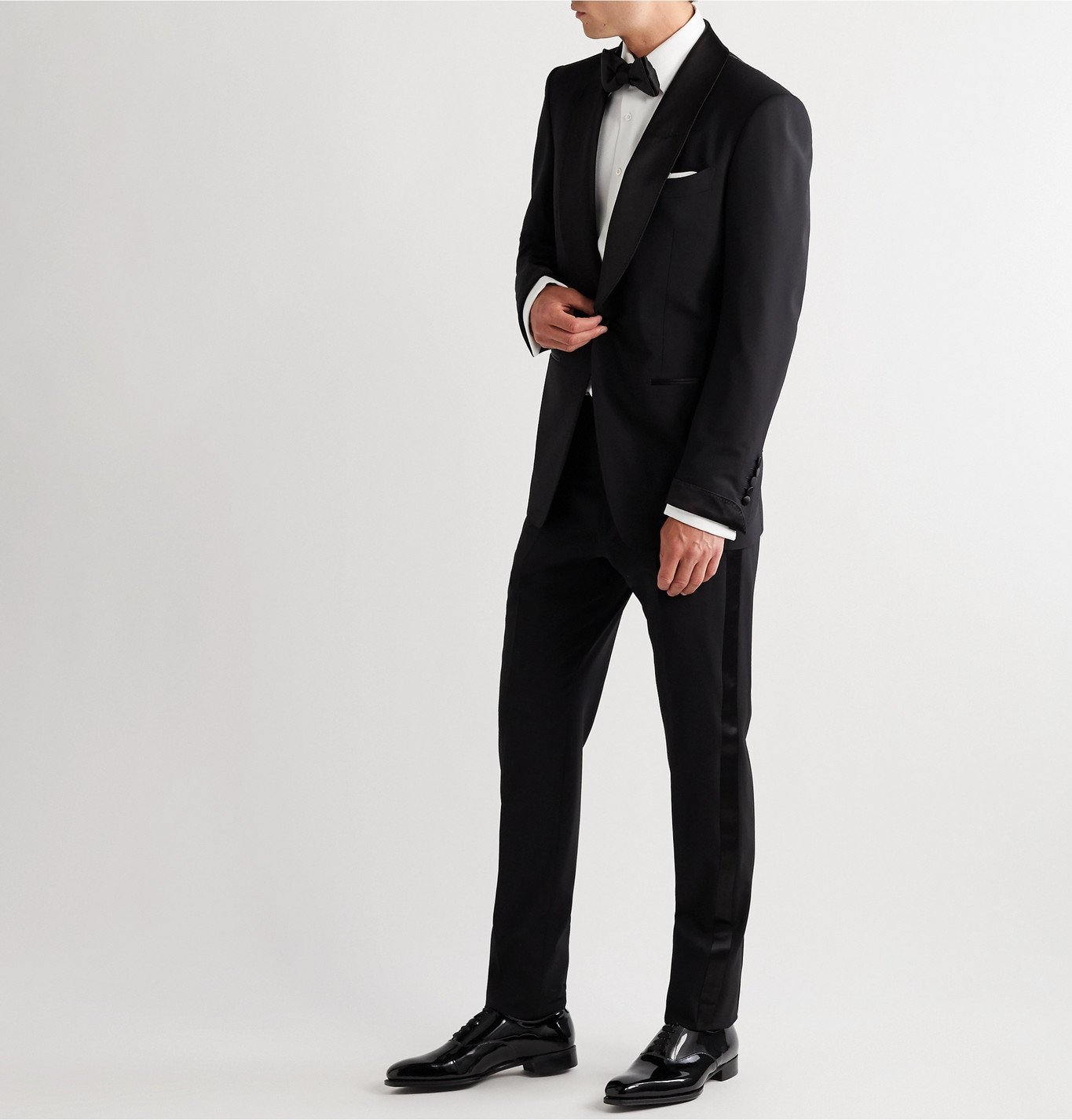 TOM FORD - Slim-Fit Satin-Trimmed Stretch-Wool Tuxedo Trousers - Black TOM  FORD