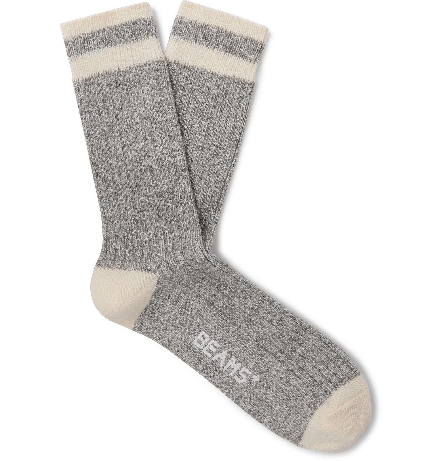 Beams Plus - Ragg Two-Pack Striped Mélange Cotton Socks - Gray Beams Plus