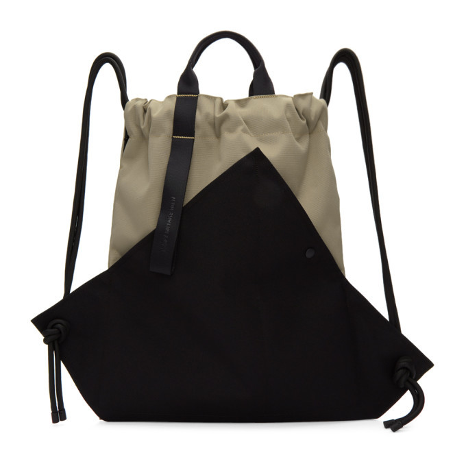 Issey Miyake Men Beige and Black Kinchaku Backpack Issey Miyake Men