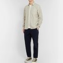 Oliver Spencer - New York Striped Organic Cotton and Linen-Blend Shirt - Green