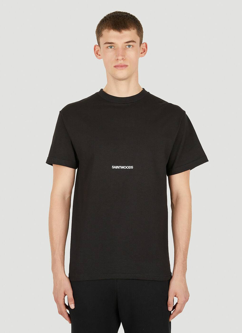 Logo Embroidery T-Shirt in Black Saintwoods