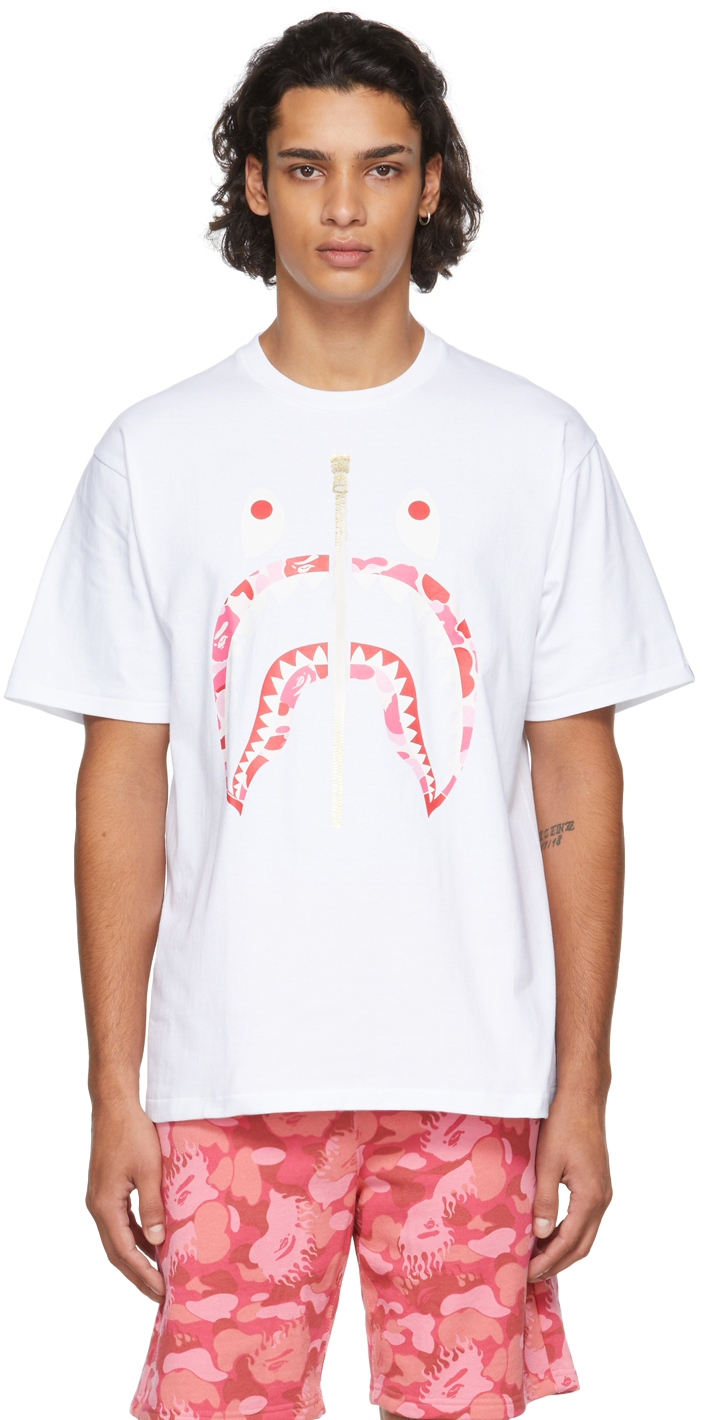 Photo: BAPE White & Pink ABC Camo Shark T-Shirt