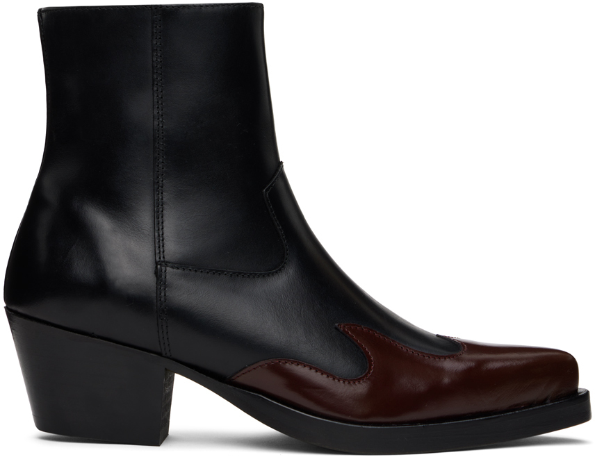 Ernest W. Baker Black & Burgundy Western Boots