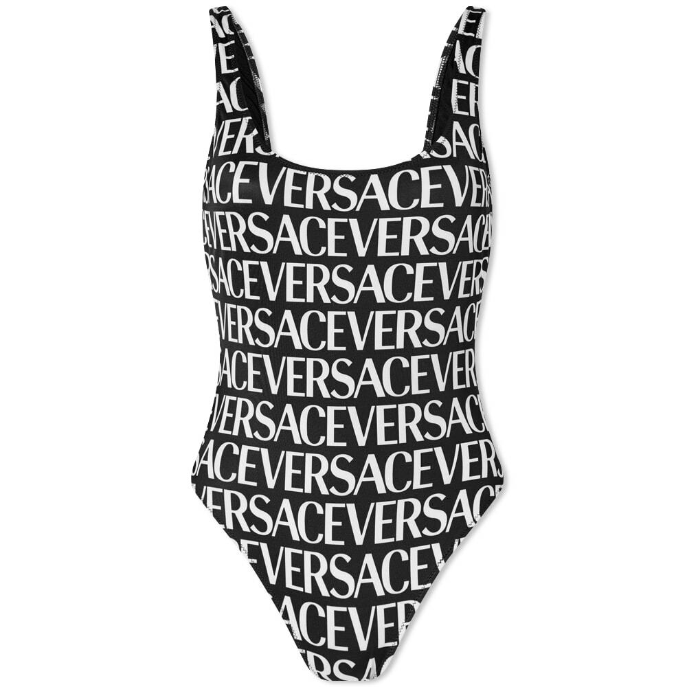 Versace Women's Logo Swimsuit in Black Versace