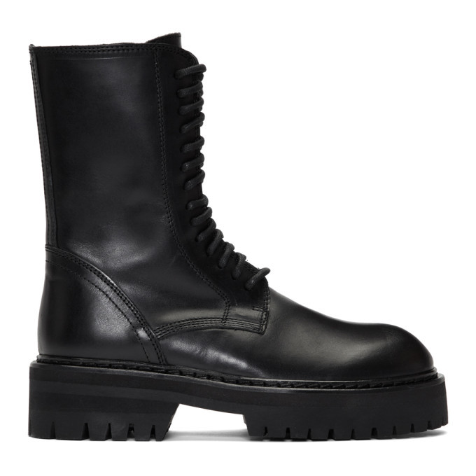 ann demeulemeester black oversized sole tucson lace-up boots