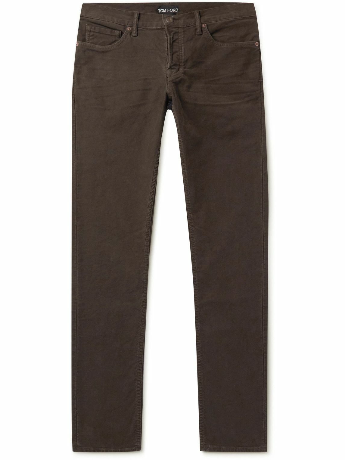 TOM FORD - Slim-Fit Garment-Dyed Stretch-Cotton Moleskin Trousers ...