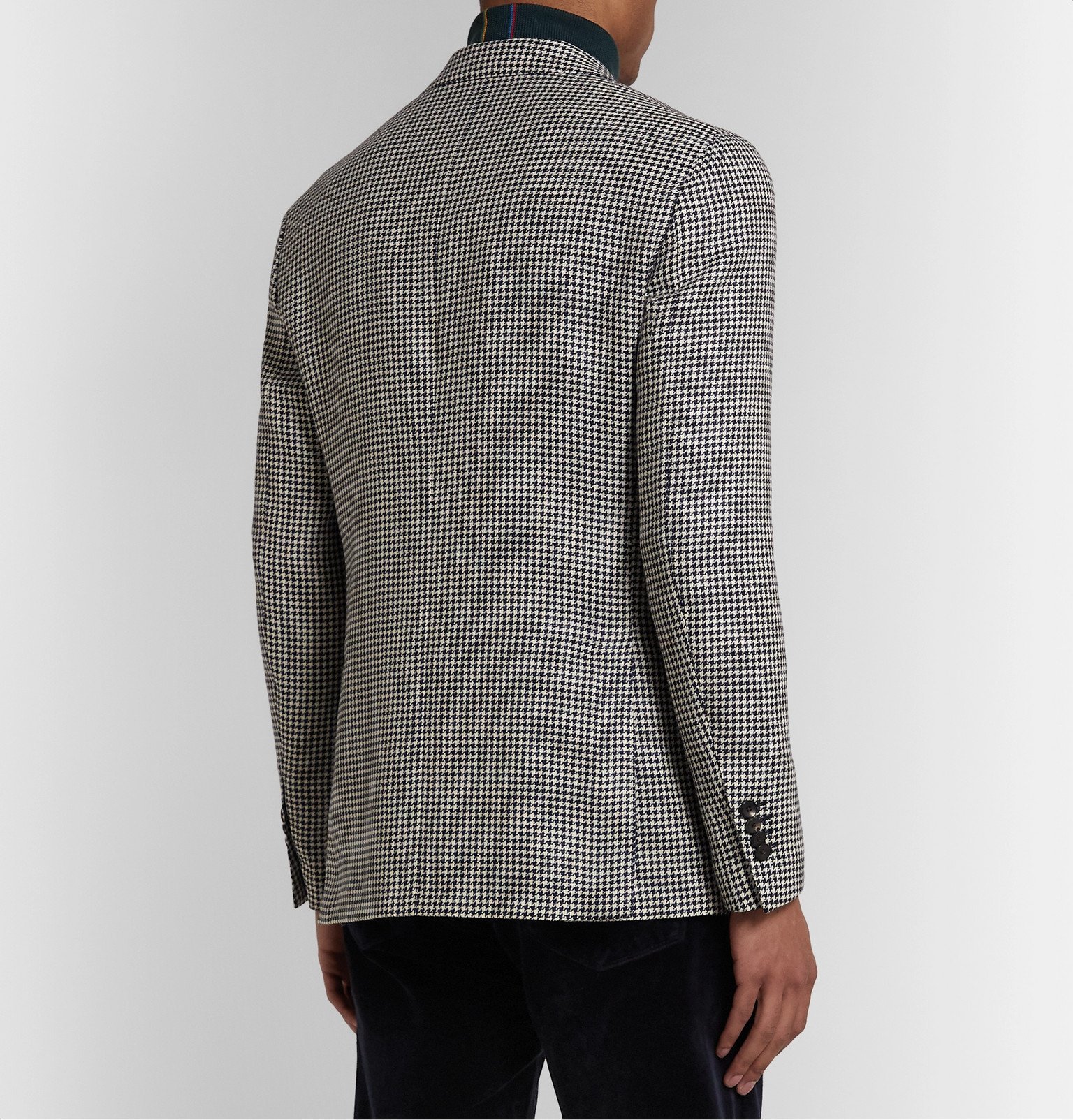 Lardini - Navy Houndstooth Wool, Linen and Silk-Blend Blazer - Blue Lardini