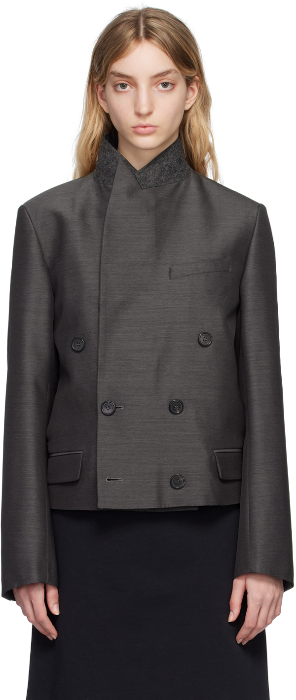 JW Anderson Gray Double-Breasted Blazer JW Anderson