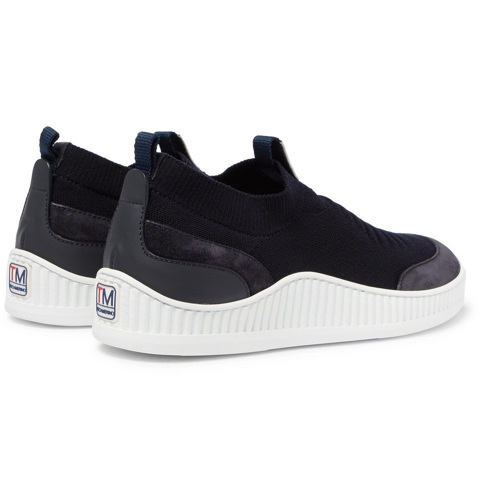 Z Zegna - Suede, Leather and TECHMERINO Mesh Slip-On Sneakers - Navy Z ...