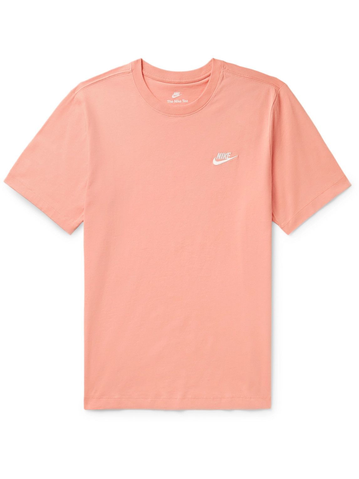 Nike - Sportswear Club Logo-Embroidered Cotton-Jersey T-Shirt - Orange Nike