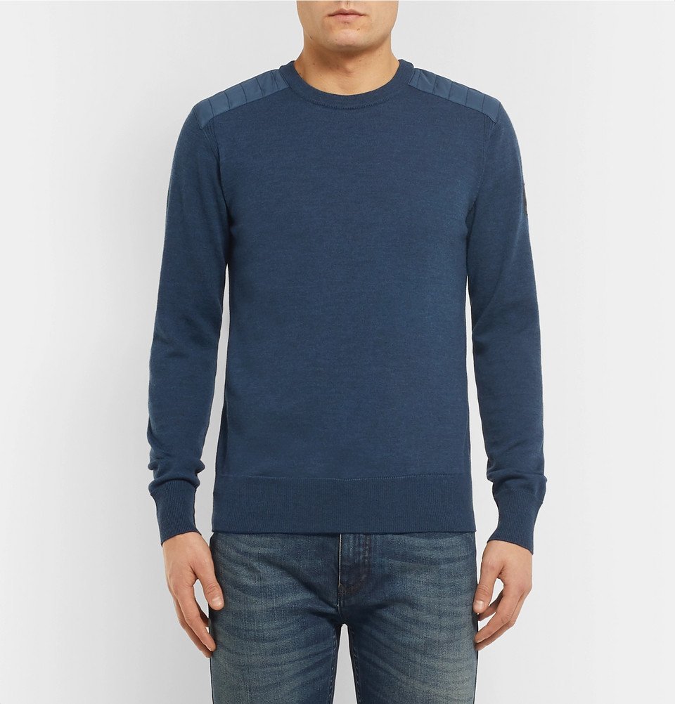 Belstaff - Kerrigan Nylon-Panelled Wool Sweater - Men - Blue Belstaff
