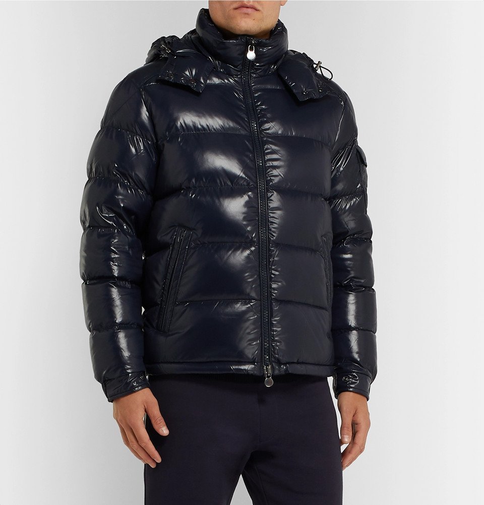 Moncler - Maya Quilted Glossed-Shell Hooded Down Jacket - Navy Moncler