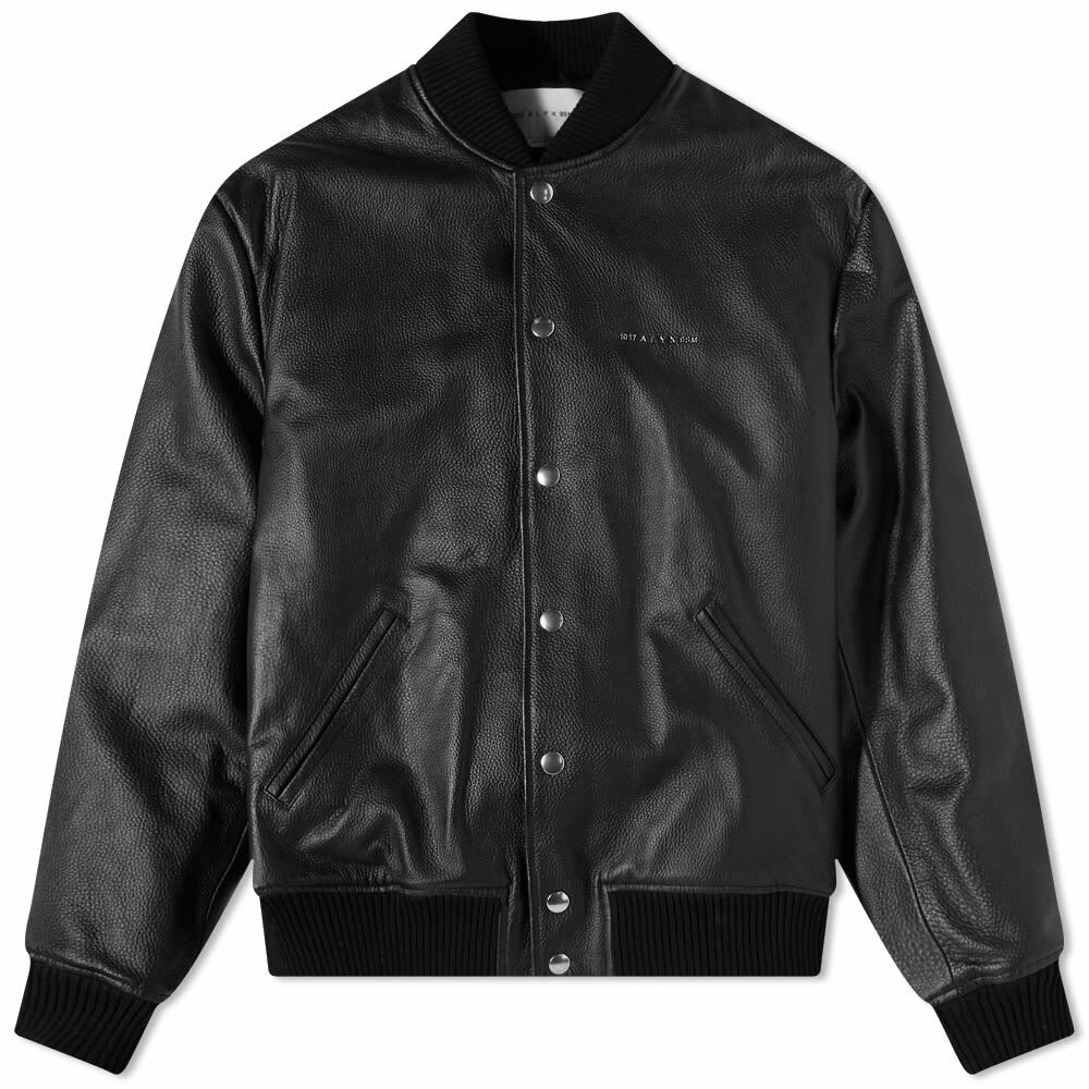 Photo: 1017 ALYX 9SM Men's Leather Varsity Jacket in Black