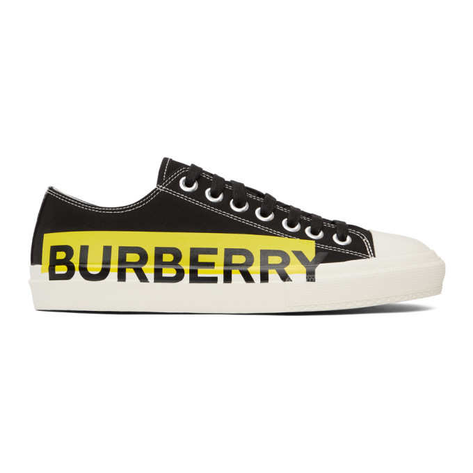 Burberry Black and Yellow Gabardine Larkhall Sneakers Burberry