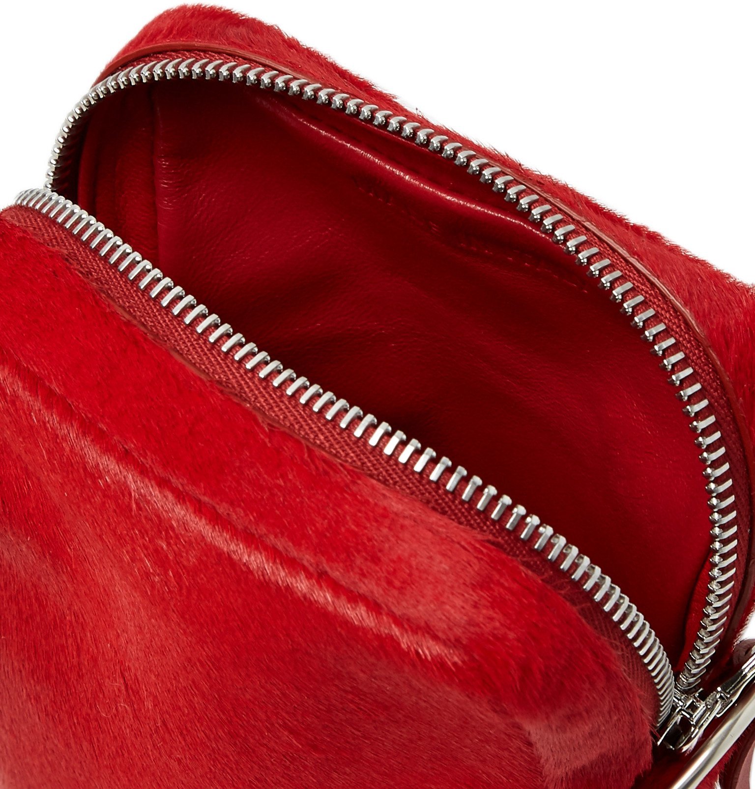Our Legacy LeatherTrimmed Calf Hair Messenger Bag Red Our Legacy
