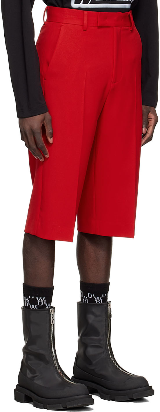We11done Red Polyester Shorts We11done