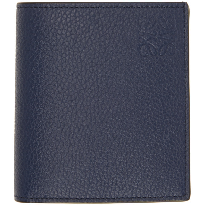 Black Loewe Vertical Bifold Wallet in Grained Calfskin Color 